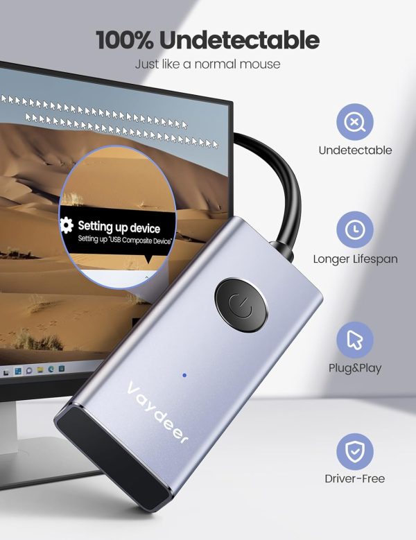 Vaydeer Metal USB Mouse Jiggler, S4 Mouse Mover with ON/Off Switch,Simulate Movement to Prevent The Computer from Entering Sleep Mode,Plug-and-Play,Driver-Free - Image 2