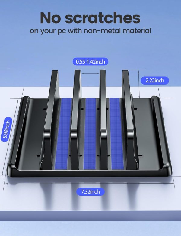 Vaydeer 3-Slot Vertical Laptop Stand Made of Premium ABS Plastics 5 in 1 Design Space-Saving Adjustable Desk Organizer for All MacBook/Chromebook/Surface - Image 4