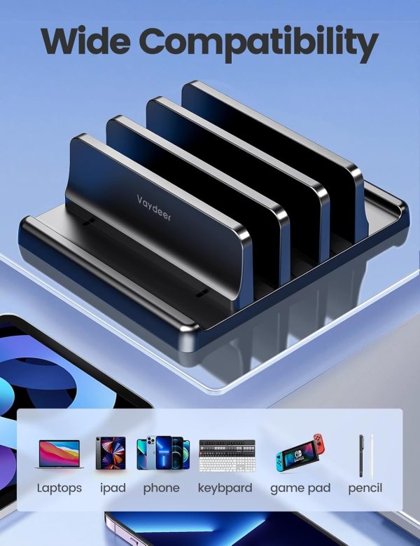 Vaydeer 3-Slot Vertical Laptop Stand Made of Premium ABS Plastics 5 in 1 Design Space-Saving Adjustable Desk Organizer for All MacBook/Chromebook/Surface - Image 5