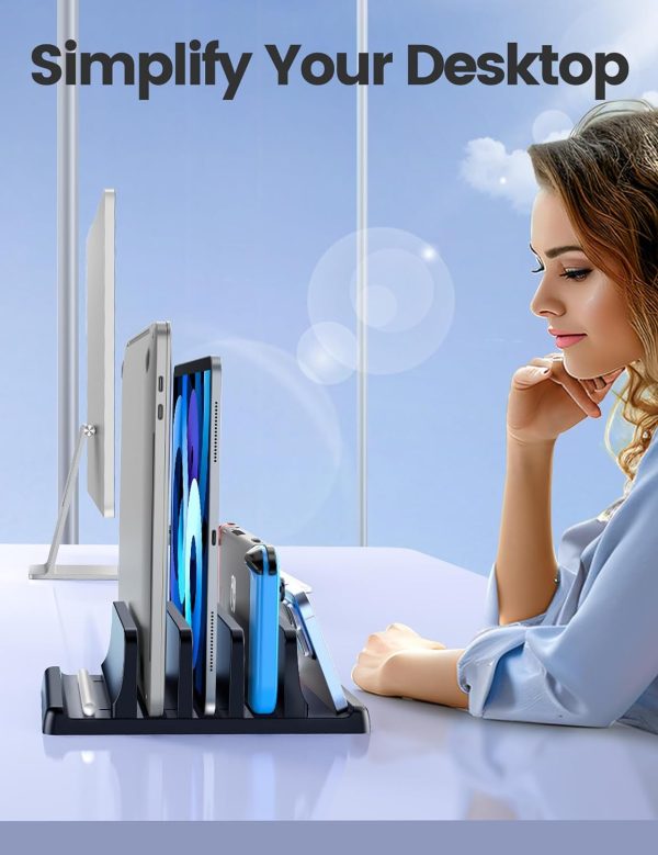 Vaydeer 3-Slot Vertical Laptop Stand Made of Premium ABS Plastics 5 in 1 Design Space-Saving Adjustable Desk Organizer for All MacBook/Chromebook/Surface - Image 6