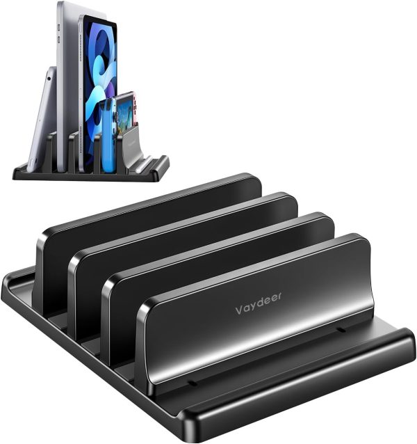 Vaydeer 3-Slot Vertical Laptop Stand Made of Premium ABS Plastics 5 in 1 Design Space-Saving Adjustable Desk Organizer for All MacBook/Chromebook/Surface - Image 8
