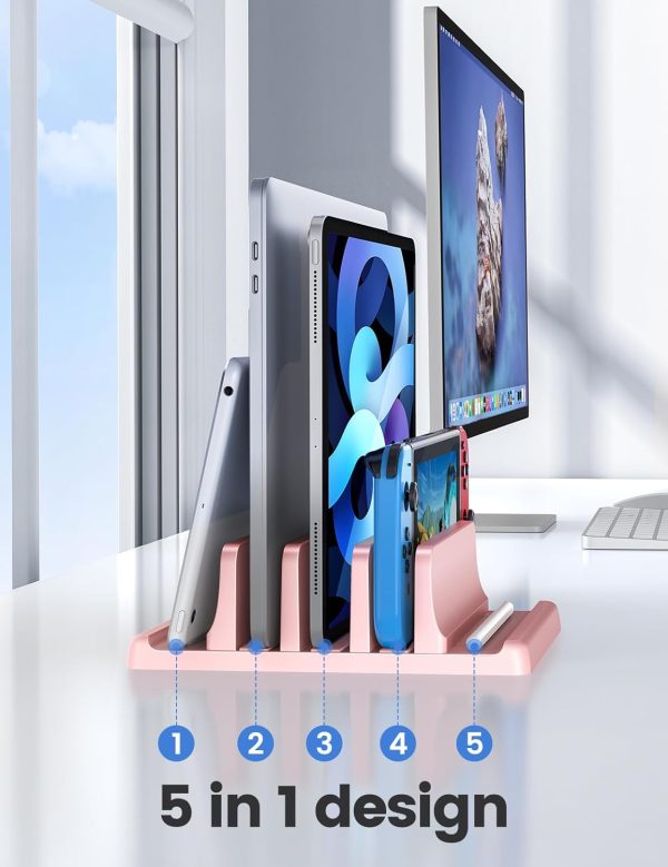 Vaydeer 3-Slot Vertical Laptop Stand Made of Premium ABS Plastics 5 in 1 Design Space-Saving Adjustable Desk Organizer for All MacBook/Chromebook/Surface - Image 11