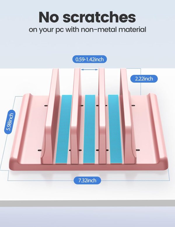 Vaydeer 3-Slot Vertical Laptop Stand Made of Premium ABS Plastics 5 in 1 Design Space-Saving Adjustable Desk Organizer for All MacBook/Chromebook/Surface - Image 13