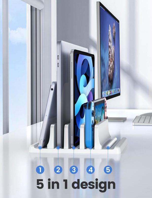 Vaydeer 3-Slot Vertical Laptop Stand Made of Premium ABS Plastics 5 in 1 Design Space-Saving Adjustable Desk Organizer for All MacBook/Chromebook/Surface - Image 18