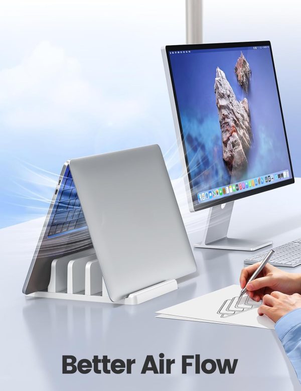 Vaydeer 3-Slot Vertical Laptop Stand Made of Premium ABS Plastics 5 in 1 Design Space-Saving Adjustable Desk Organizer for All MacBook/Chromebook/Surface - Image 19