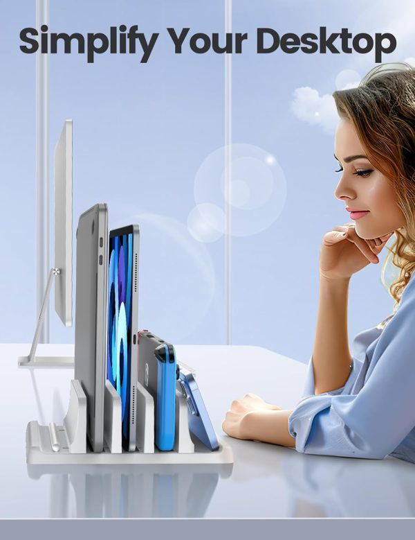 Vaydeer 3-Slot Vertical Laptop Stand Made of Premium ABS Plastics 5 in 1 Design Space-Saving Adjustable Desk Organizer for All MacBook/Chromebook/Surface - Image 22