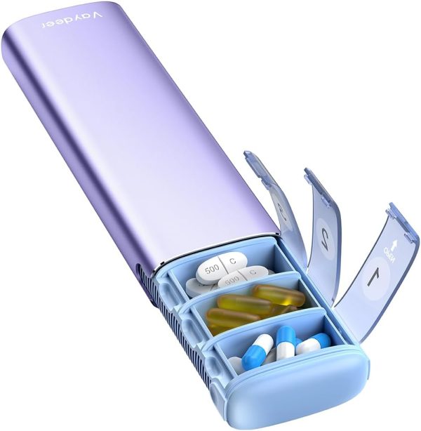 Vaydeer 7 Day Weekly Pill Organizer (Support 2 Times a Day), Metal Travel Pill Case, Large Capacity Daily Cute Pill Box for Supplements, Pills, Vitamins and Medication (Sliver) - Image 8