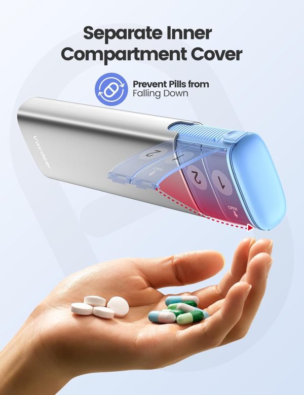 Vaydeer 7 Day Weekly Pill Organizer (Support 2 Times a Day), Metal Travel Pill Case, Large Capacity Daily Cute Pill Box for Supplements, Pills, Vitamins and Medication (Sliver) - Image 13
