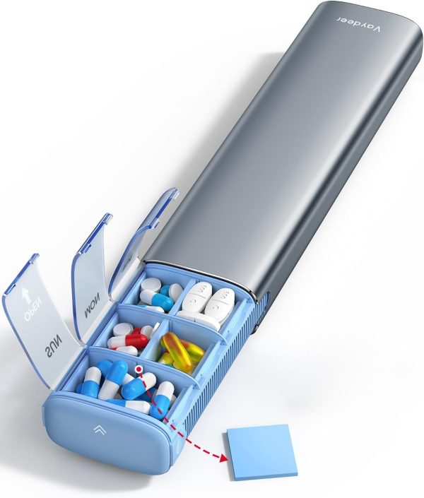 Vaydeer 7 Day Weekly Pill Organizer (Support 2 Times a Day), Metal Travel Pill Case, Large Capacity Daily Cute Pill Box for Supplements, Pills, Vitamins and Medication (Sliver) - Image 17