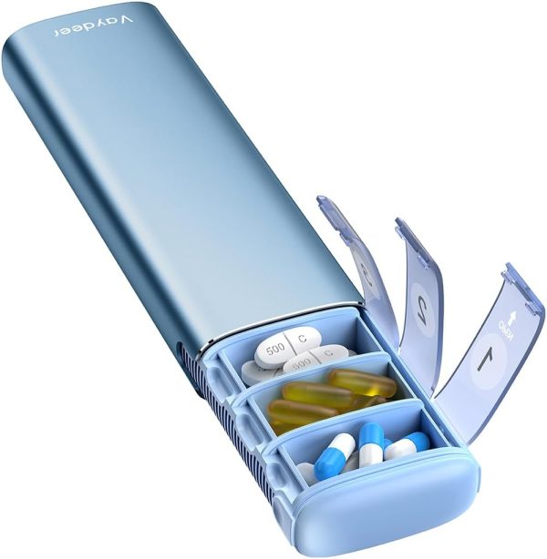 Vaydeer 7 Day Weekly Pill Organizer (Support 2 Times a Day), Metal Travel Pill Case, Large Capacity Daily Cute Pill Box for Supplements, Pills, Vitamins and Medication (Sliver) - Image 26