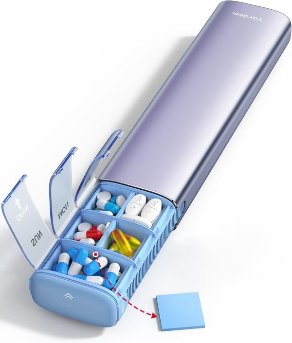 Vaydeer 7 Day Weekly Pill Organizer (Support 2 Times a Day), Metal Travel Pill Case, Large Capacity Daily Cute Pill Box for Supplements, Pills, Vitamins and Medication (Sliver) - Image 28