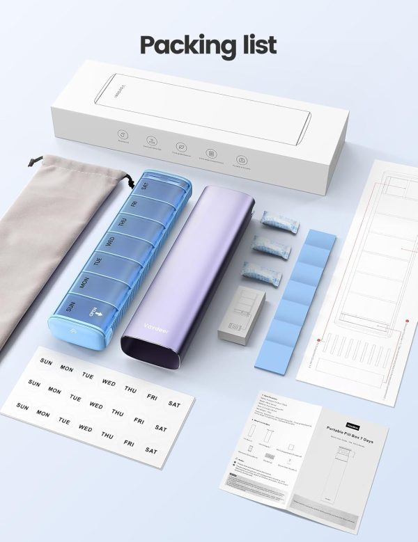 Vaydeer 7 Day Weekly Pill Organizer (Support 2 Times a Day), Metal Travel Pill Case, Large Capacity Daily Cute Pill Box for Supplements, Pills, Vitamins and Medication (Sliver) - Image 29