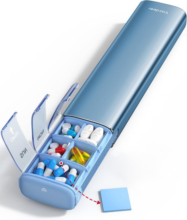 Vaydeer 7 Day Weekly Pill Organizer (Support 2 Times a Day), Metal Travel Pill Case, Large Capacity Daily Cute Pill Box for Supplements, Pills, Vitamins and Medication (Sliver) - Image 30