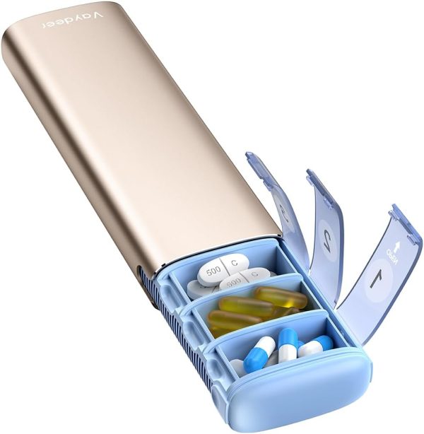 Vaydeer 7 Day Weekly Pill Organizer (Support 2 Times a Day), Metal Travel Pill Case, Large Capacity Daily Cute Pill Box for Supplements, Pills, Vitamins and Medication (Sliver) - Image 32