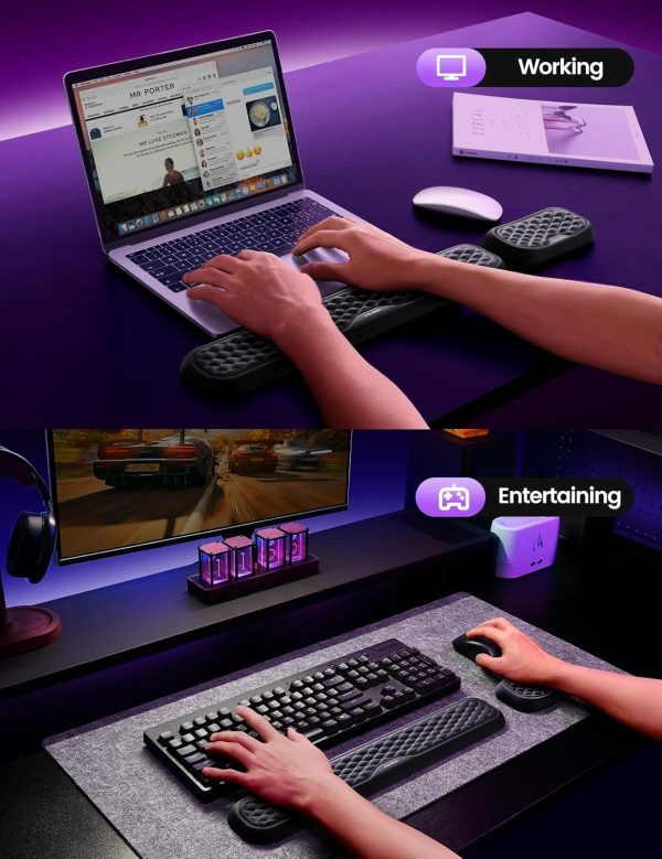 Vaydeer Wrist Rest for Keyboard and Mouse, Computer Ergonomic Wrist Support Pad, Soft Memory Foam Arm Cushion for Desk, Palm Hand Office Laptop Typing - Image 6