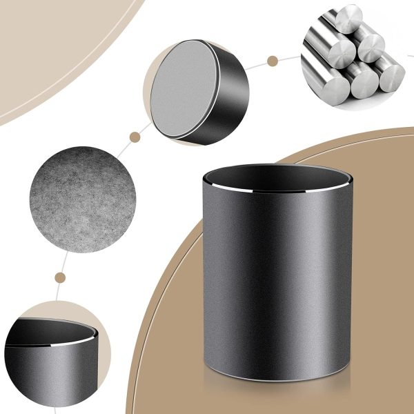 Vaydeer Metal Pen Holder Aluminum Pencil Holder for desk, Round Desktop Organizer and Black Pencil Cup for Office, School, Home and Stationary Supplies (3.15 x 3.15 x 3.94 Inches) - Image 4