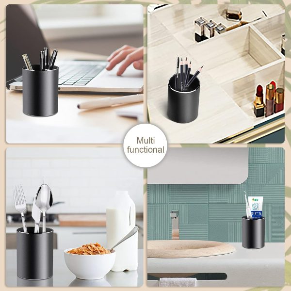 Vaydeer Metal Pen Holder Aluminum Pencil Holder for desk, Round Desktop Organizer and Black Pencil Cup for Office, School, Home and Stationary Supplies (3.15 x 3.15 x 3.94 Inches) - Image 5