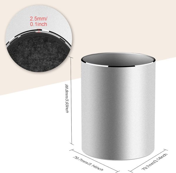 Vaydeer Metal Pen Holder Aluminum Pencil Holder for desk, Round Desktop Organizer and Black Pencil Cup for Office, School, Home and Stationary Supplies (3.15 x 3.15 x 3.94 Inches) - Image 13