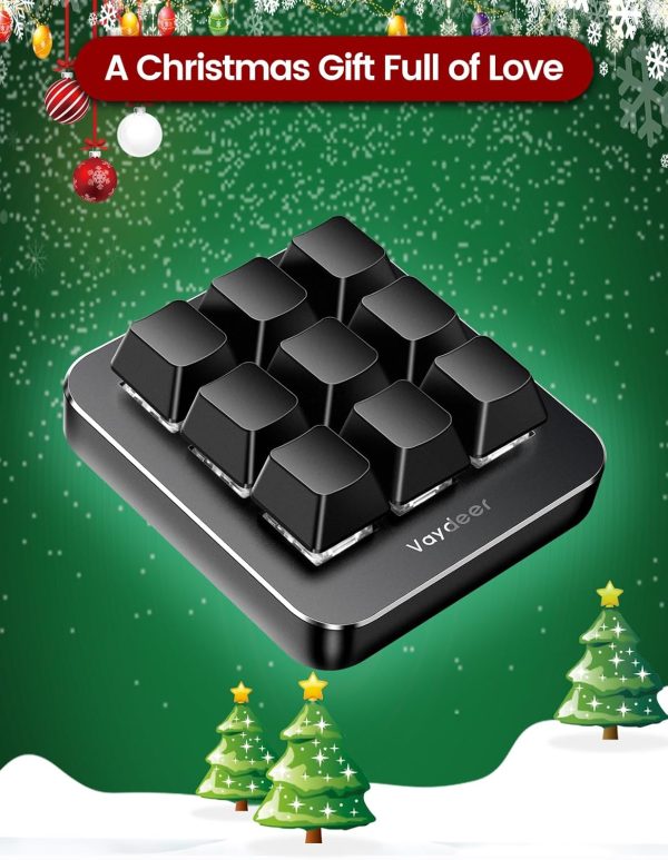 Vaydeer One-Handed Mechanical Keyboard Support NKRO, Hotkeys, One-Click Start,9 Fully Programmable Keys with Floating Window and Macro Multifunctional Keypad for iOS,Windows, Gift Idea for Him/Her - Image 6
