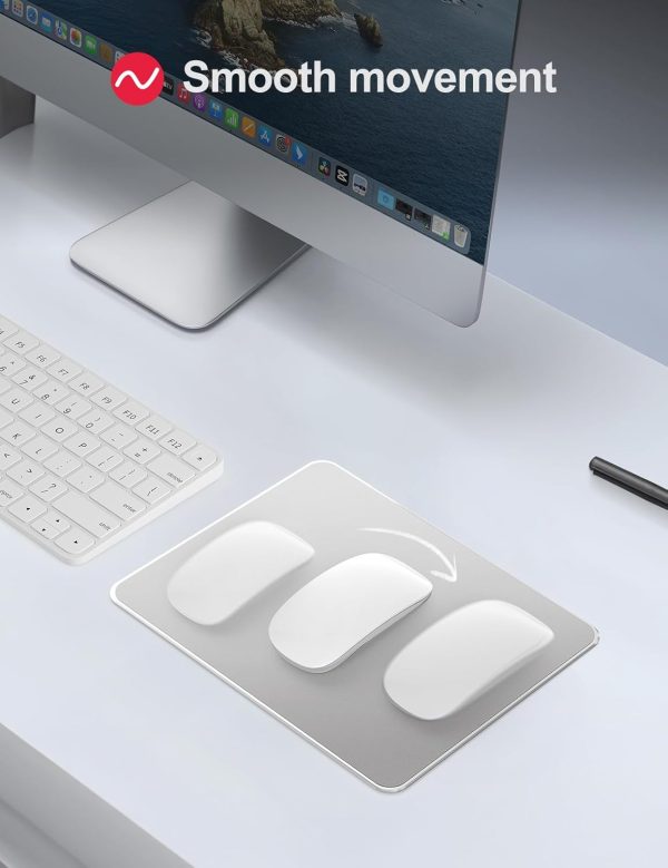 Hard Silver Metal Aluminum Mouse Pad Mat Smooth Magic Ultra Thin Double Side Mouse Mat Waterproof Fast and Accurate Control for Gaming and Office(Small 9.05X7.08 Inch) - Image 4