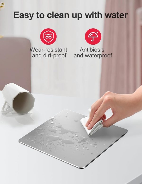 Hard Silver Metal Aluminum Mouse Pad Mat Smooth Magic Ultra Thin Double Side Mouse Mat Waterproof Fast and Accurate Control for Gaming and Office(Small 9.05X7.08 Inch) - Image 16