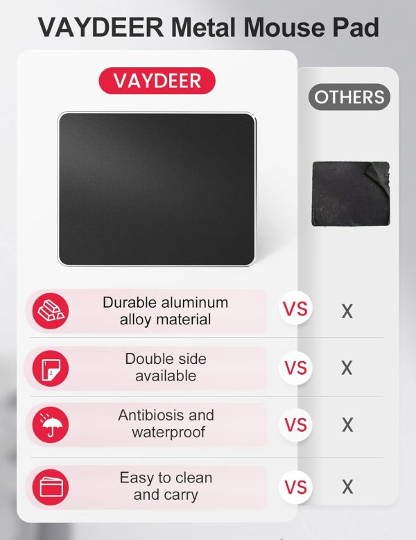 Hard Silver Metal Aluminum Mouse Pad Mat Smooth Magic Ultra Thin Double Side Mouse Mat Waterproof Fast and Accurate Control for Gaming and Office(Small 9.05X7.08 Inch) - Image 18