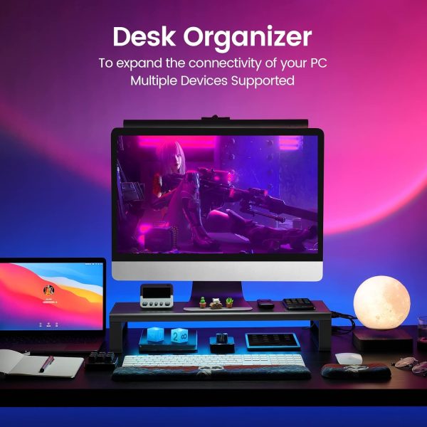 Vaydeer Wireless Charging and USB 3.0 Monitor Stand, Monitor Riser for Desk with Storage, Single Shelf Holder Raiser Organizer for Computer iMac Laptop PC Screen, Heavy Duty Gift Gaming Studio Office - Image 8