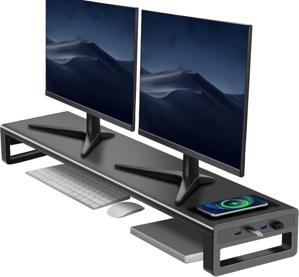 Vaydeer Wireless Charging and USB 3.0 Monitor Stand, Monitor Riser for Desk with Storage, Single Shelf Holder Raiser Organizer for Computer iMac Laptop PC Screen, Heavy Duty Gift Gaming Studio Office - Image 9