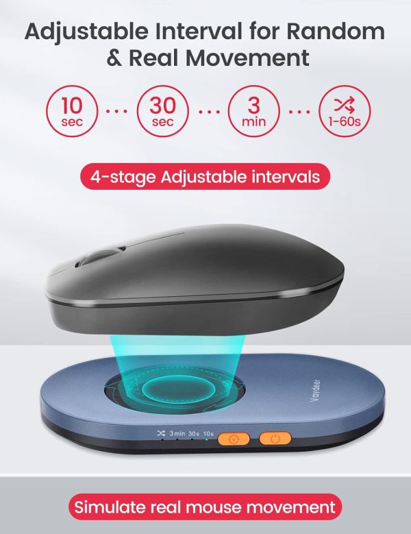 Vaydeer Ultra Slim Mouse Mover, Air 3 Mouse Jiggler with Adjustable Interval Timer, Undetectable & Noiseless, Simulates Realistic Mouse Movement, Driver-Free for Keeping The PC Active and Secure - Image 3